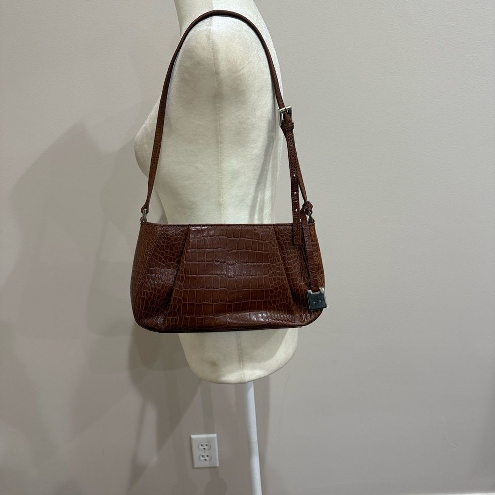 Etienne Aigner Elegant Brown Crocodile-Embossed Shoulder Bag Small  Vintage